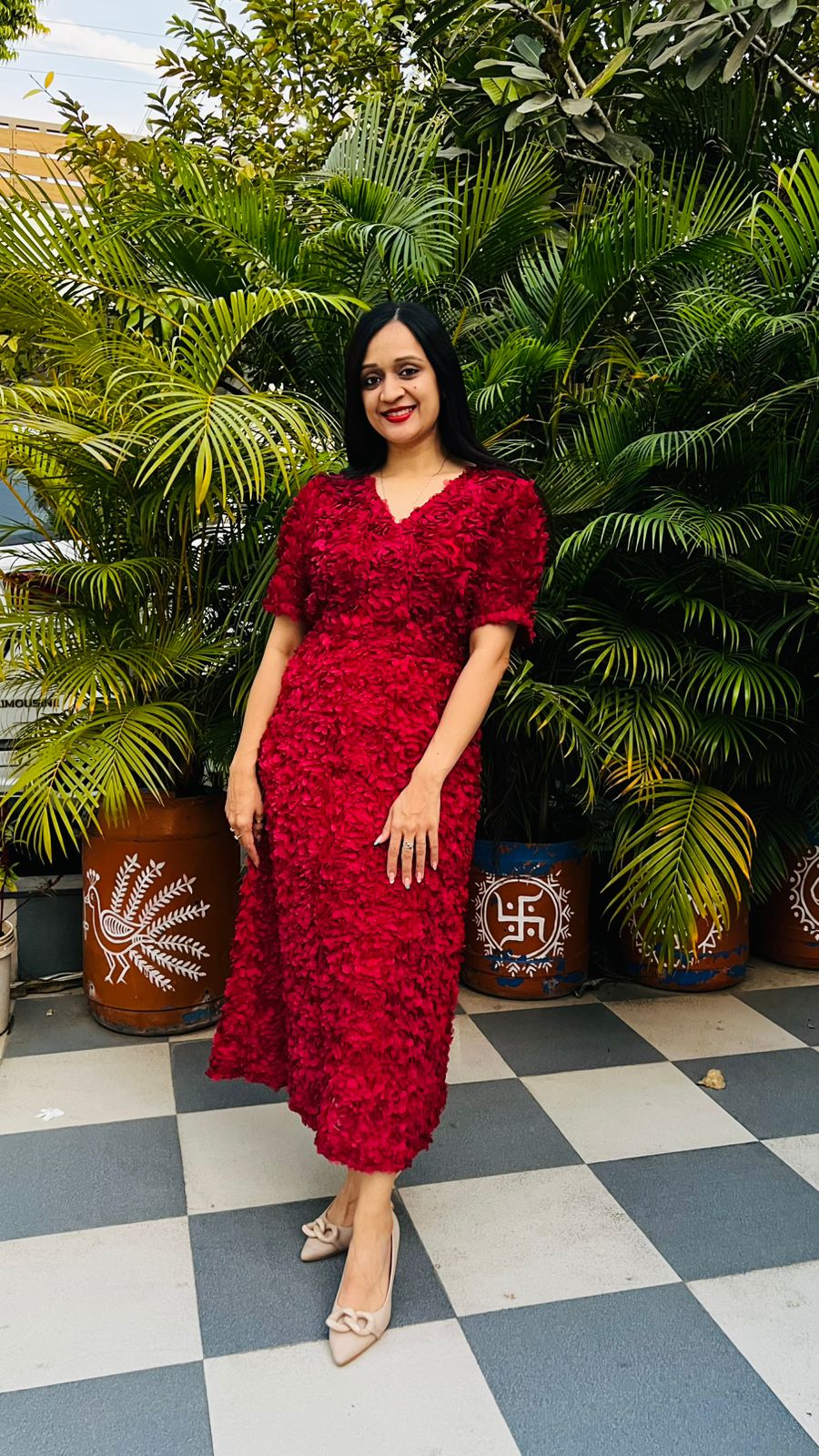 Red All Over Flower Dress