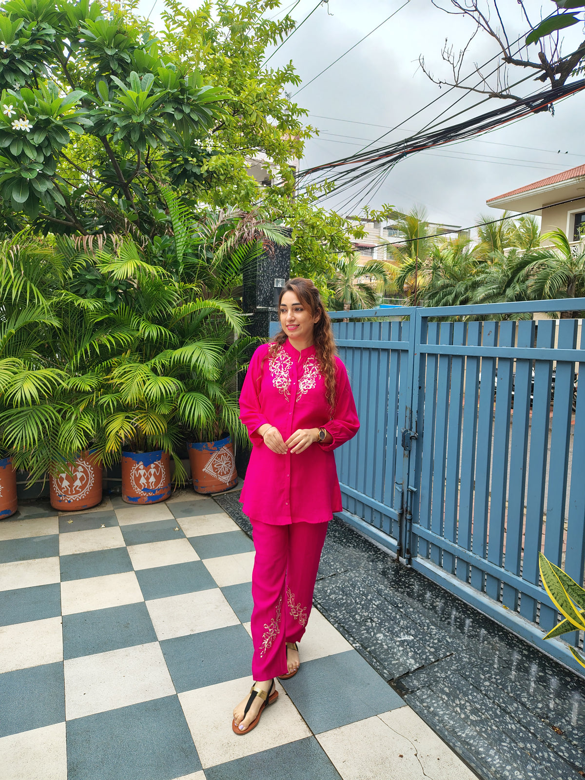 Pink Co-ord Set With Work