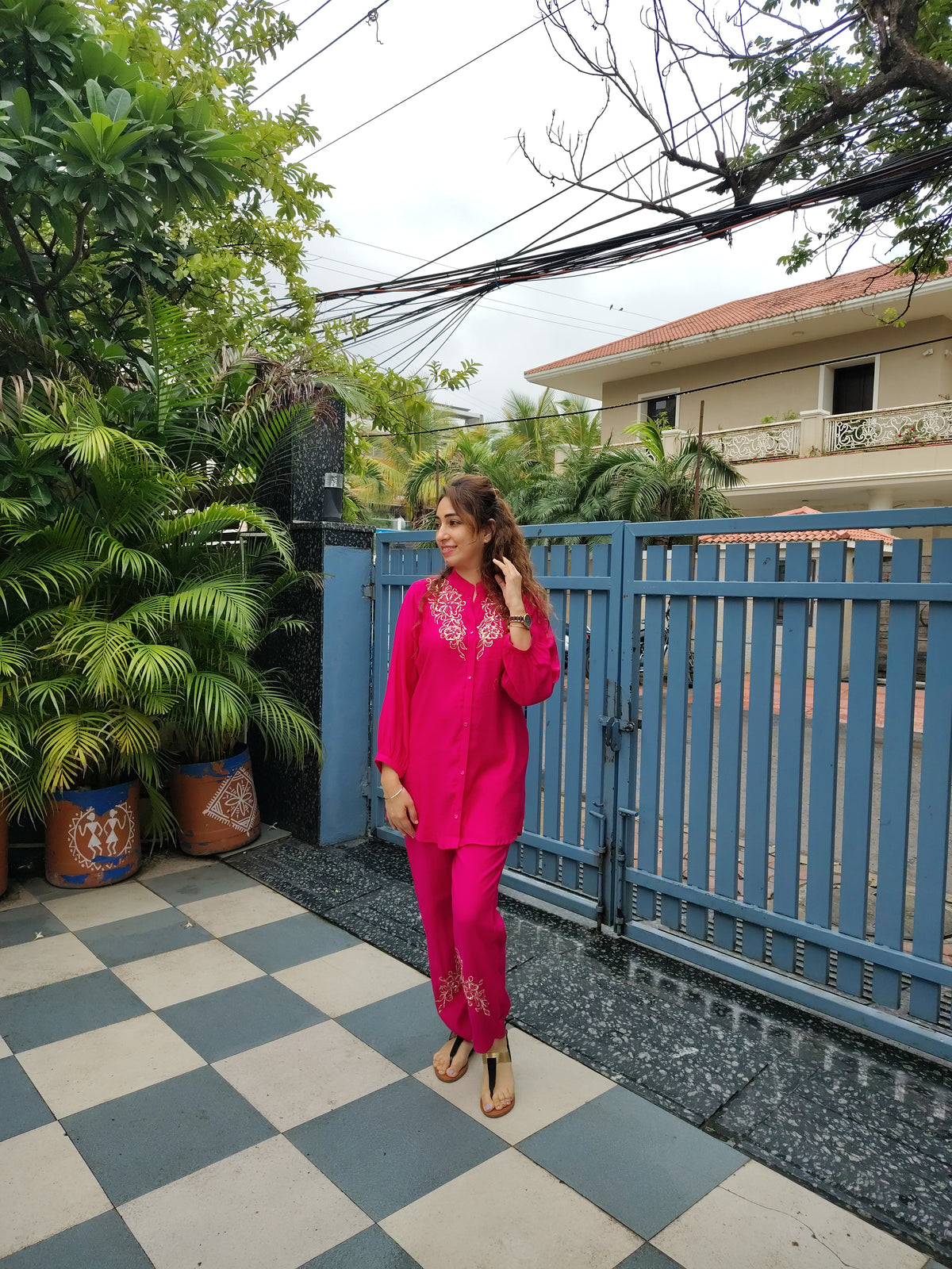 Pink Co-ord Set With Work