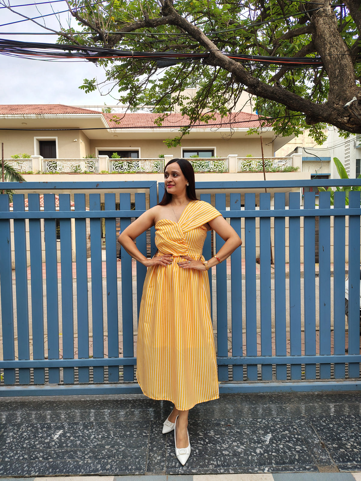 Striped Off-Shoulder Dress