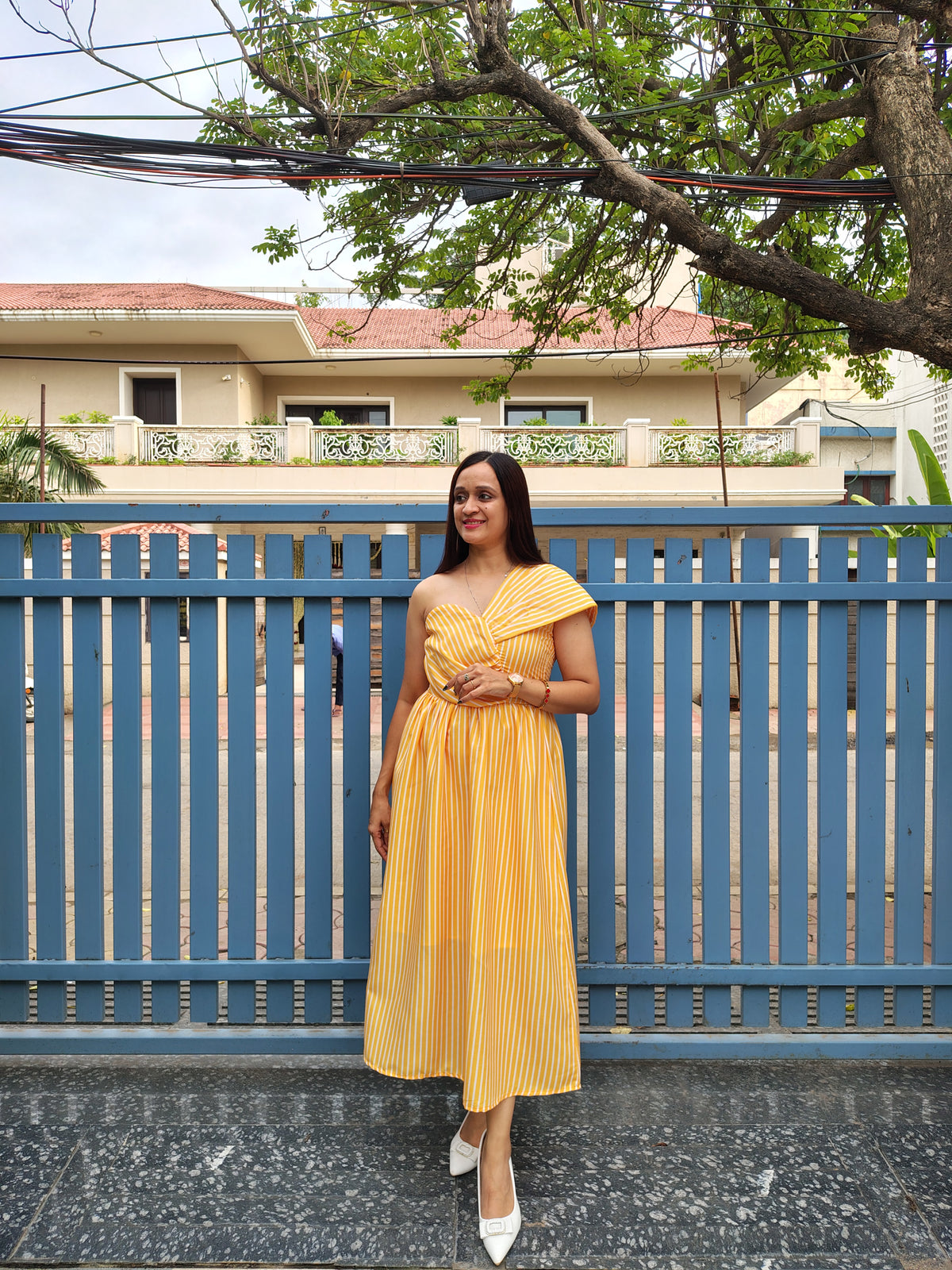 Striped Off-Shoulder Dress