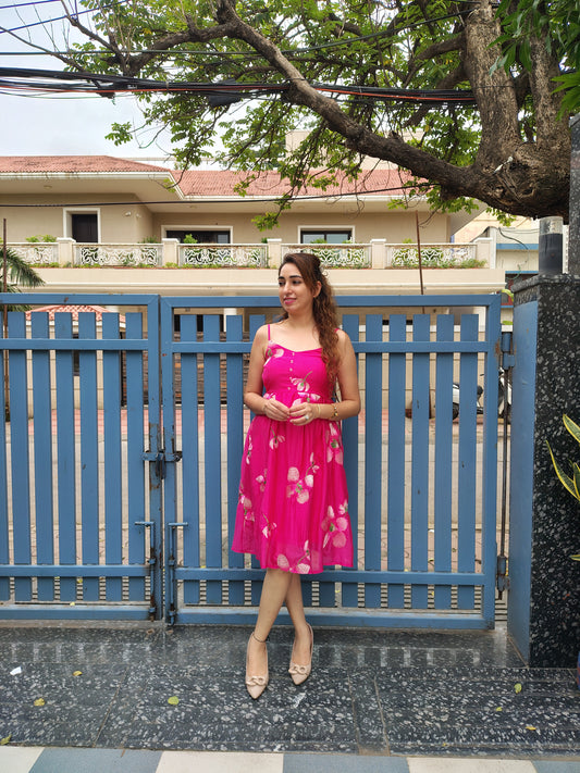 Pink Floral Short Dress