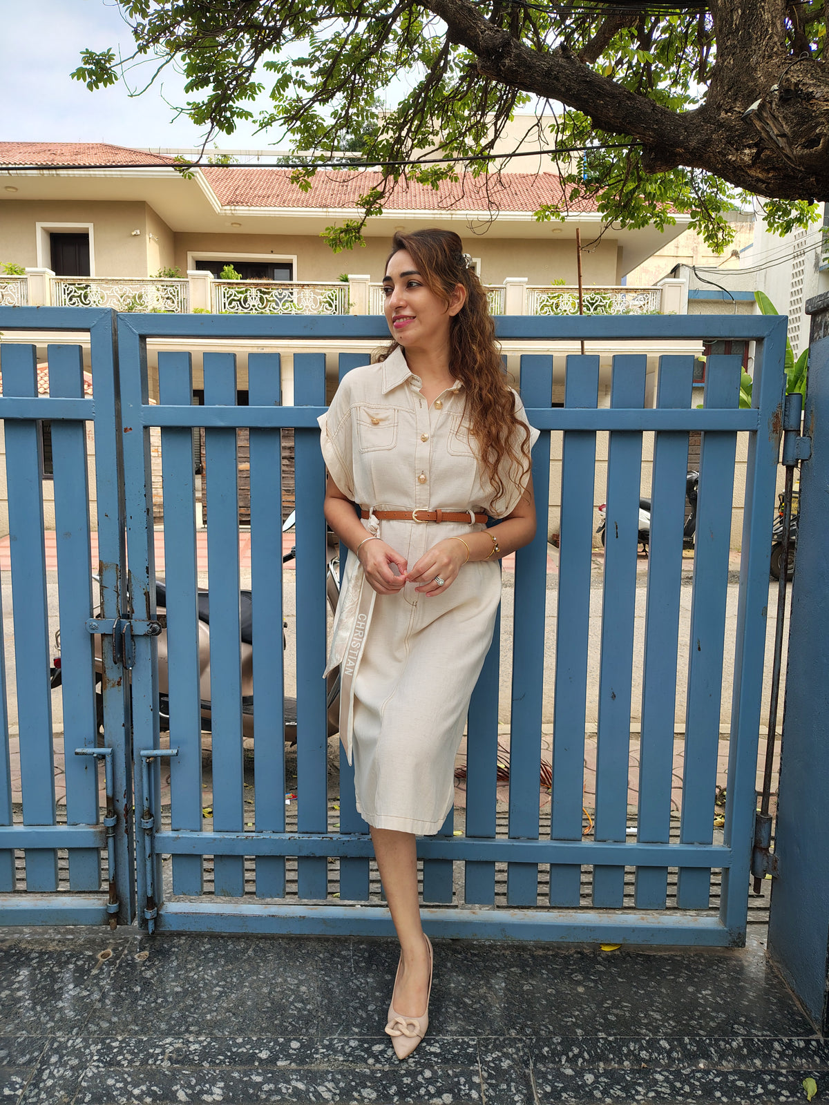 White Denim Like Dress