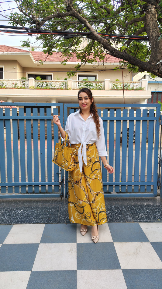 White Shirt Printed Pant Co-ord