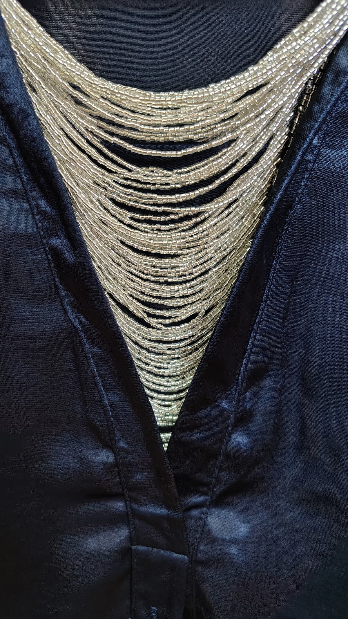 Satin Top With Silver Chain
