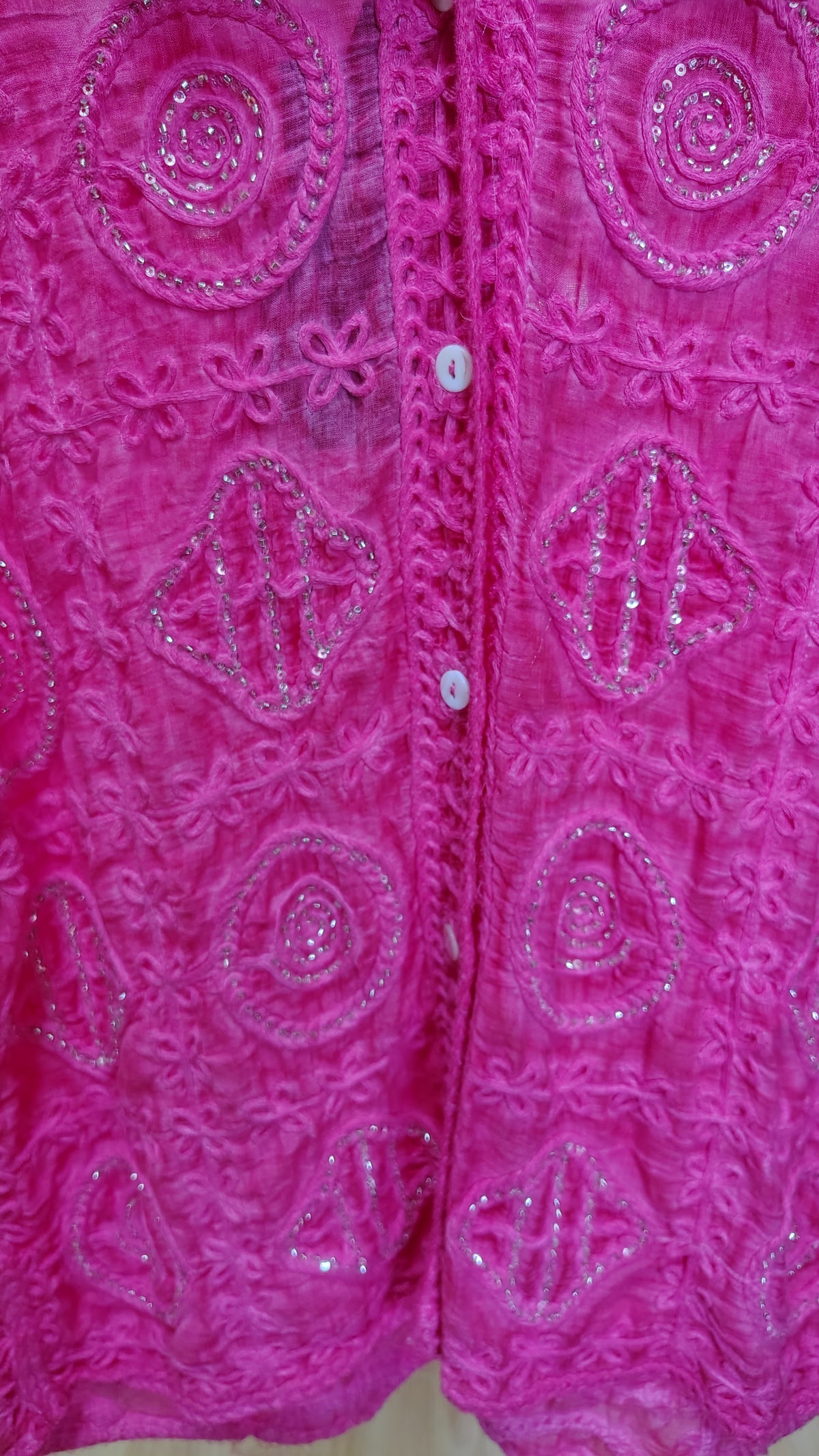 Pink Top With Silver Beads