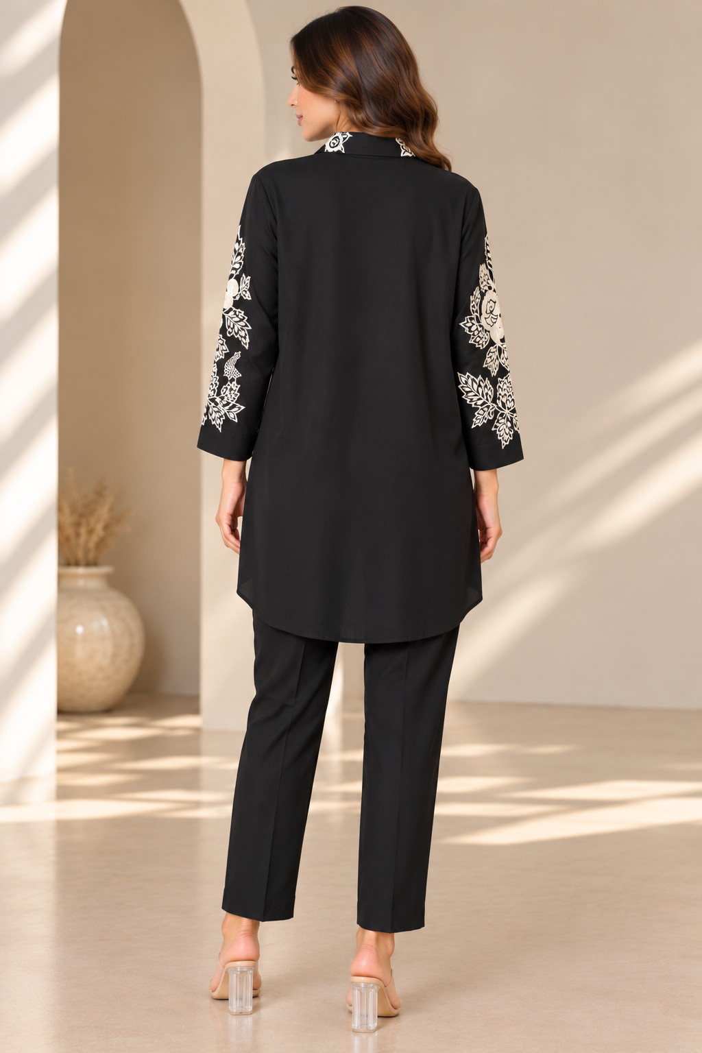 Thread Embroidery Black Co-ord