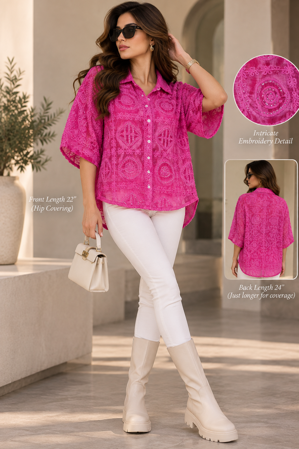 Pink Top With Silver Beads